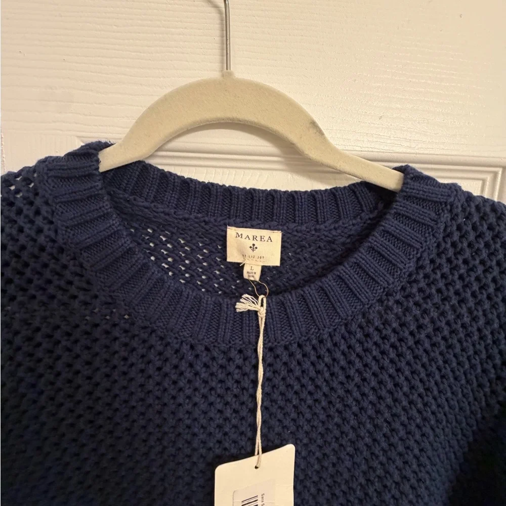 Marea SARA SHORT SLEEVE SWEATER - NAVY - Picture 5 of 6